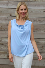 Antonina Cowl Neck Top Light Blue Light Blue - Antonina Cowl Neck Top Light Blue