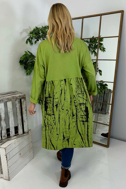 Sofia Patterned Cotton Dress Green - Image 4