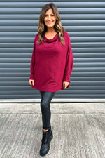 Cordelia Cowl Neck Top Wine Wine - Cordelia Cowl Neck Top Wine