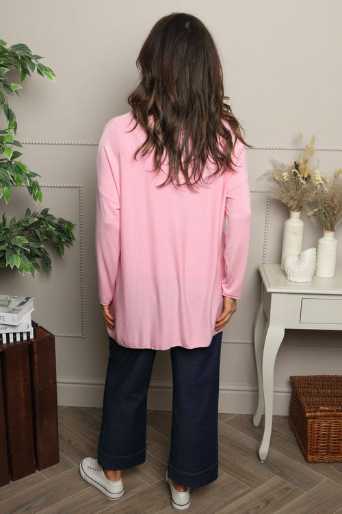Tabitha Dipped Hem Jumper Pink - Image 4