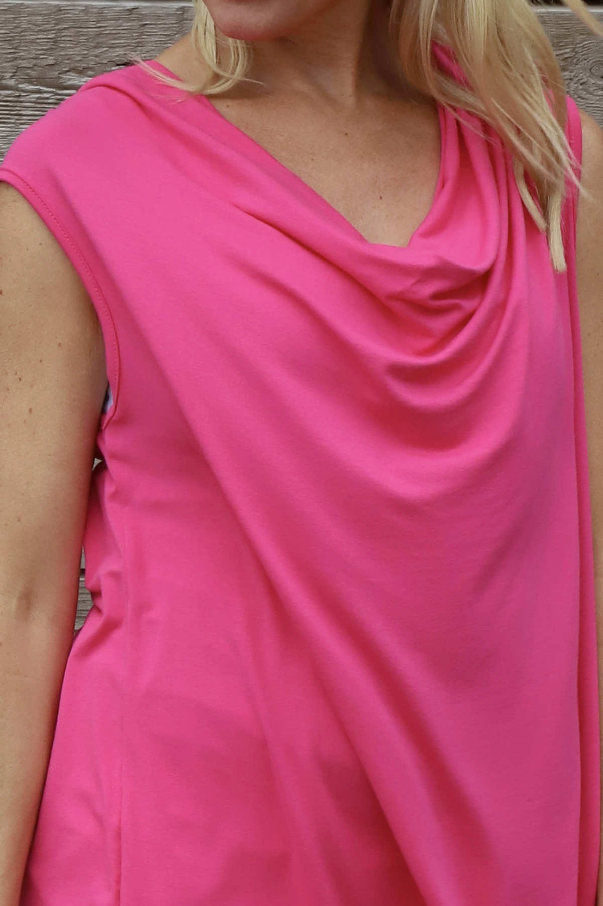 Antonina Cowl Neck Top Fuchsia