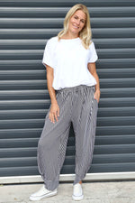 Jacinda Stripe Cotton Trousers Black Black - Jacinda Stripe Cotton Trousers Black