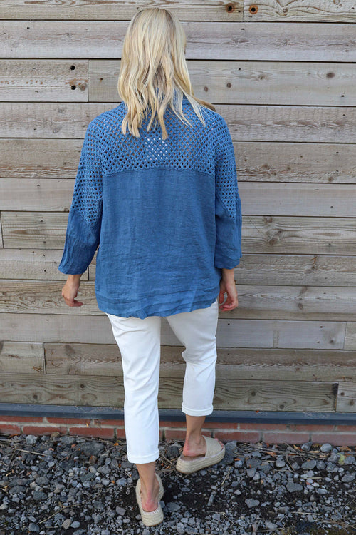 Orlanda Linen Jacket Blue - Image 6