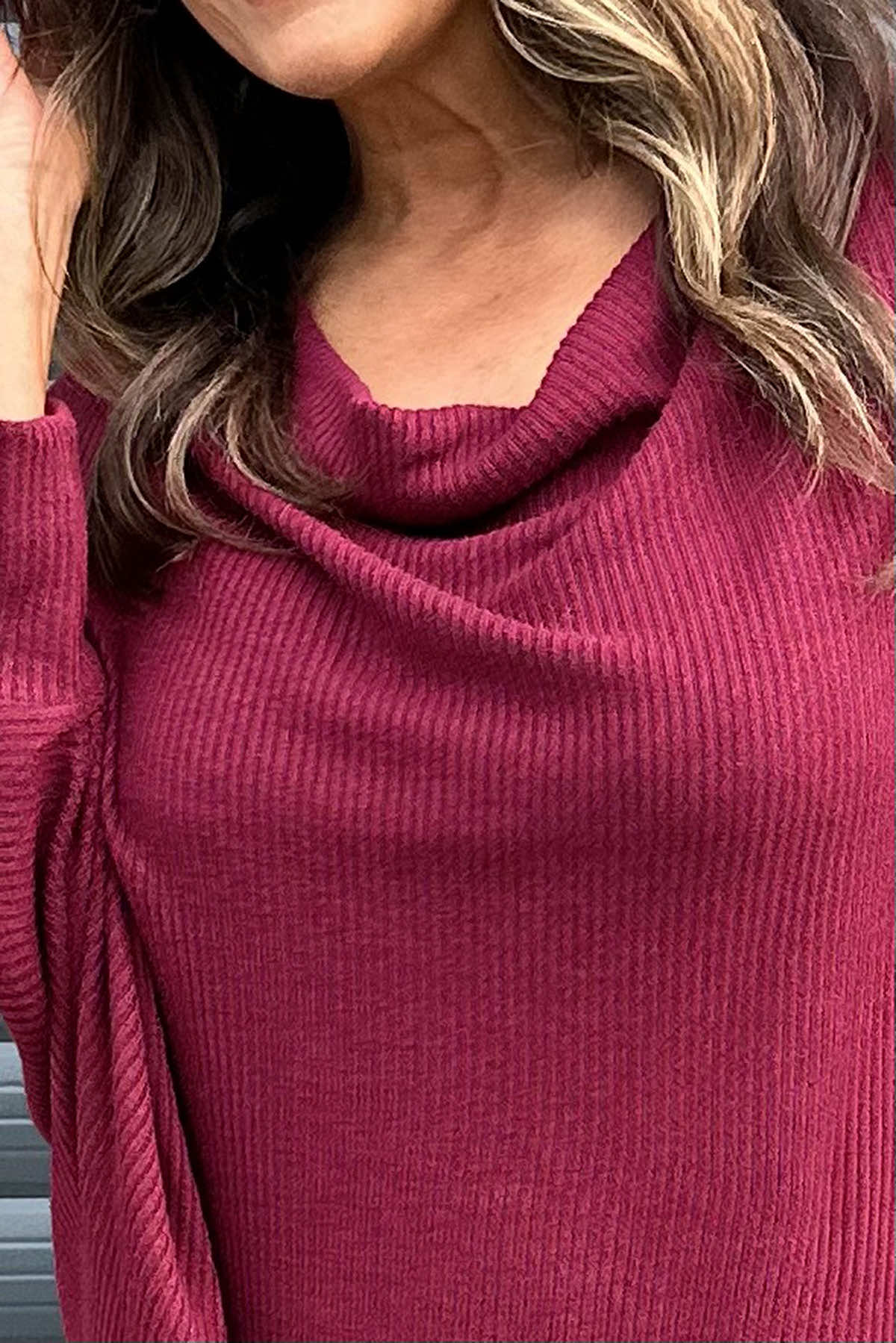 Cordelia Cowl Neck Top Wine