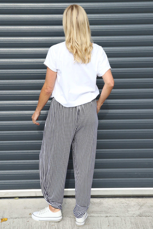 Jacinda Stripe Cotton Trousers Black - Image 4