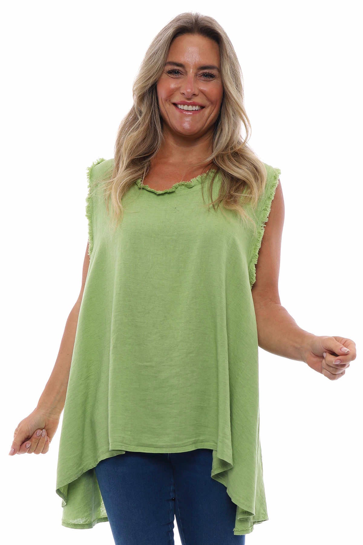 Harini Sleeveless Linen Top Green