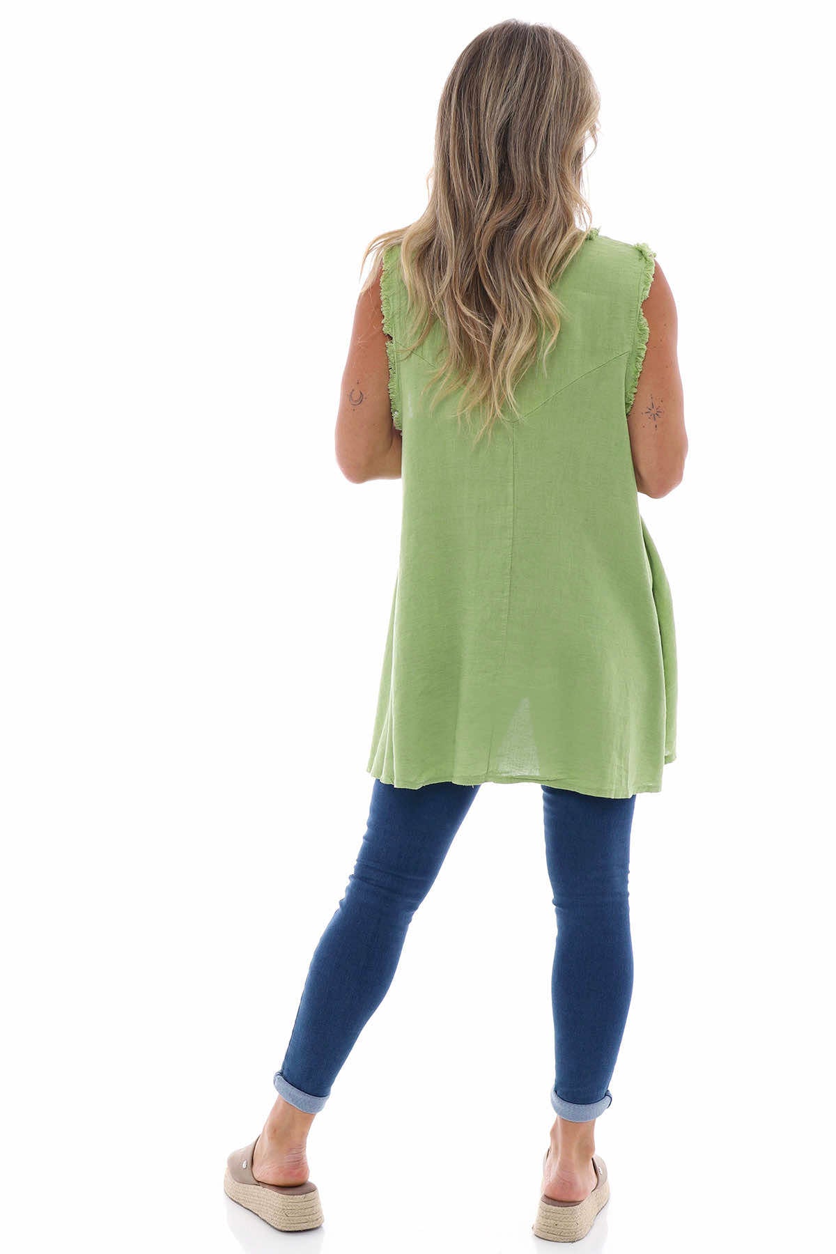 Harini Sleeveless Linen Top Green