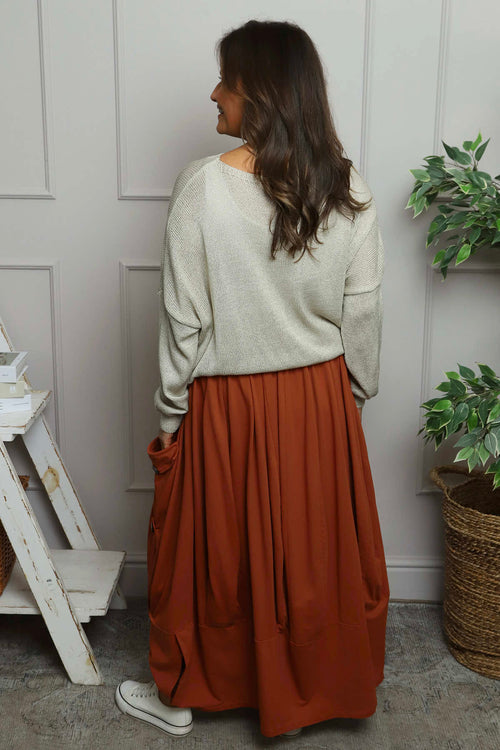 Lavone Cotton Skirt Burnt Orange - Image 4
