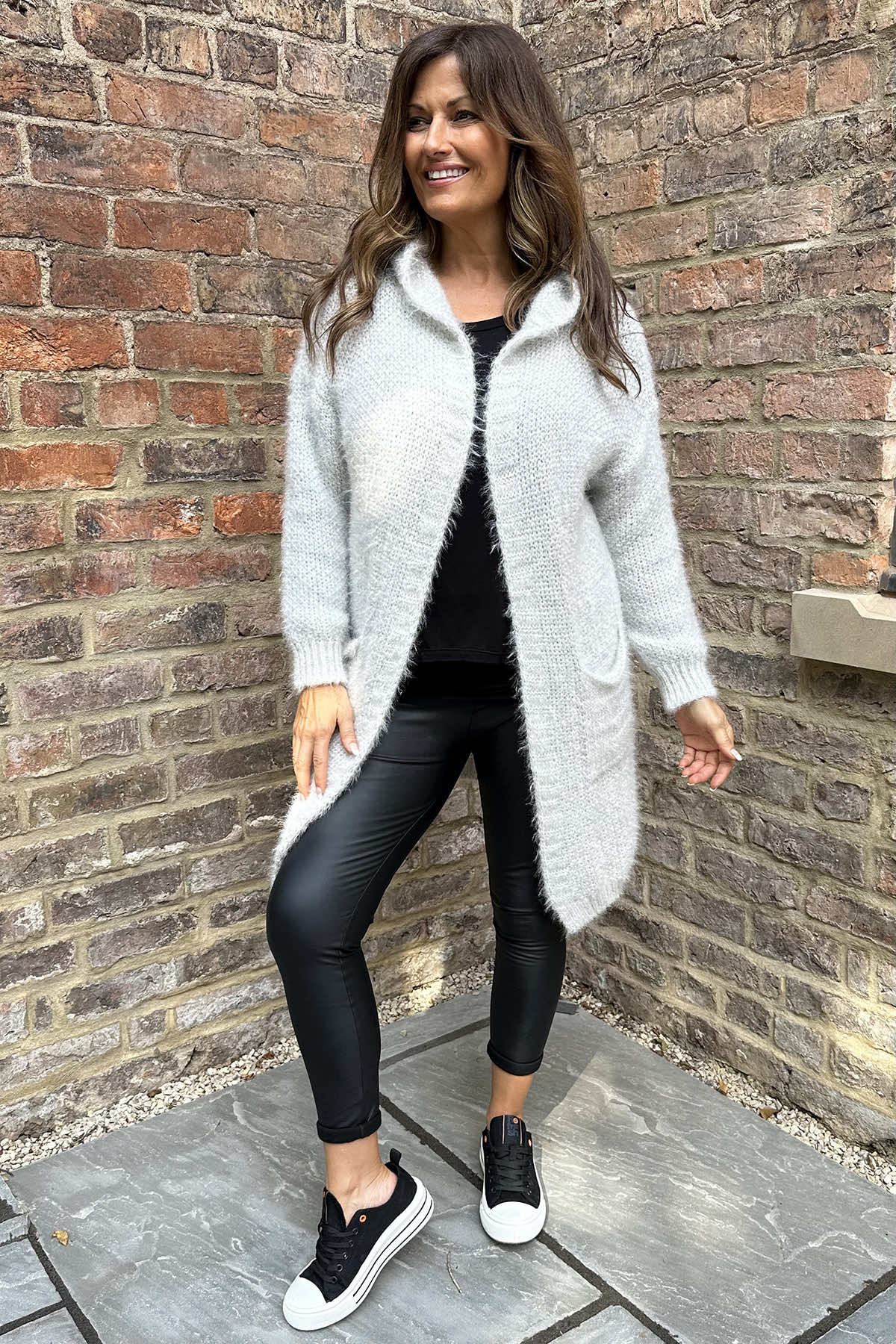 Maeva Hooded Knitted Cardigan Grey