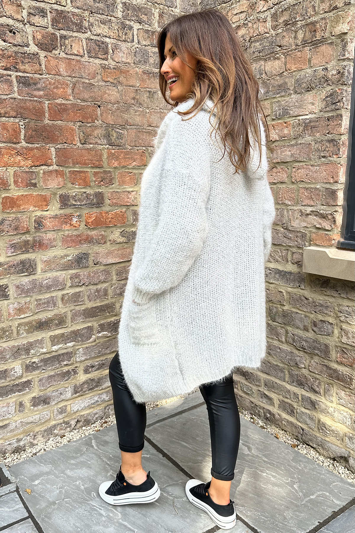 Maeva Hooded Knitted Cardigan Grey