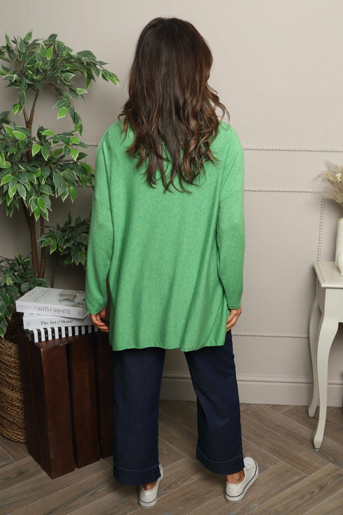 Tabitha Dipped Hem Jumper Green - Image 4