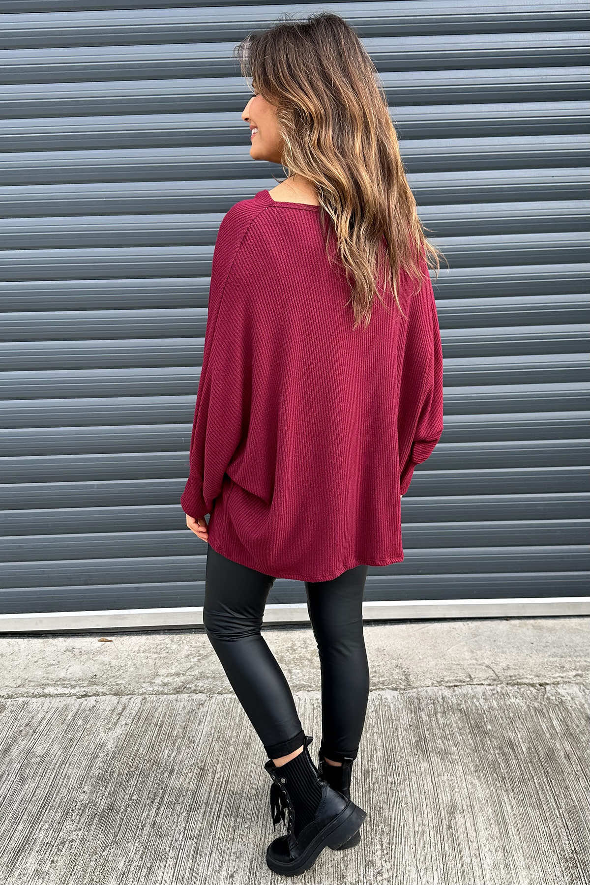 Cordelia Cowl Neck Top Wine