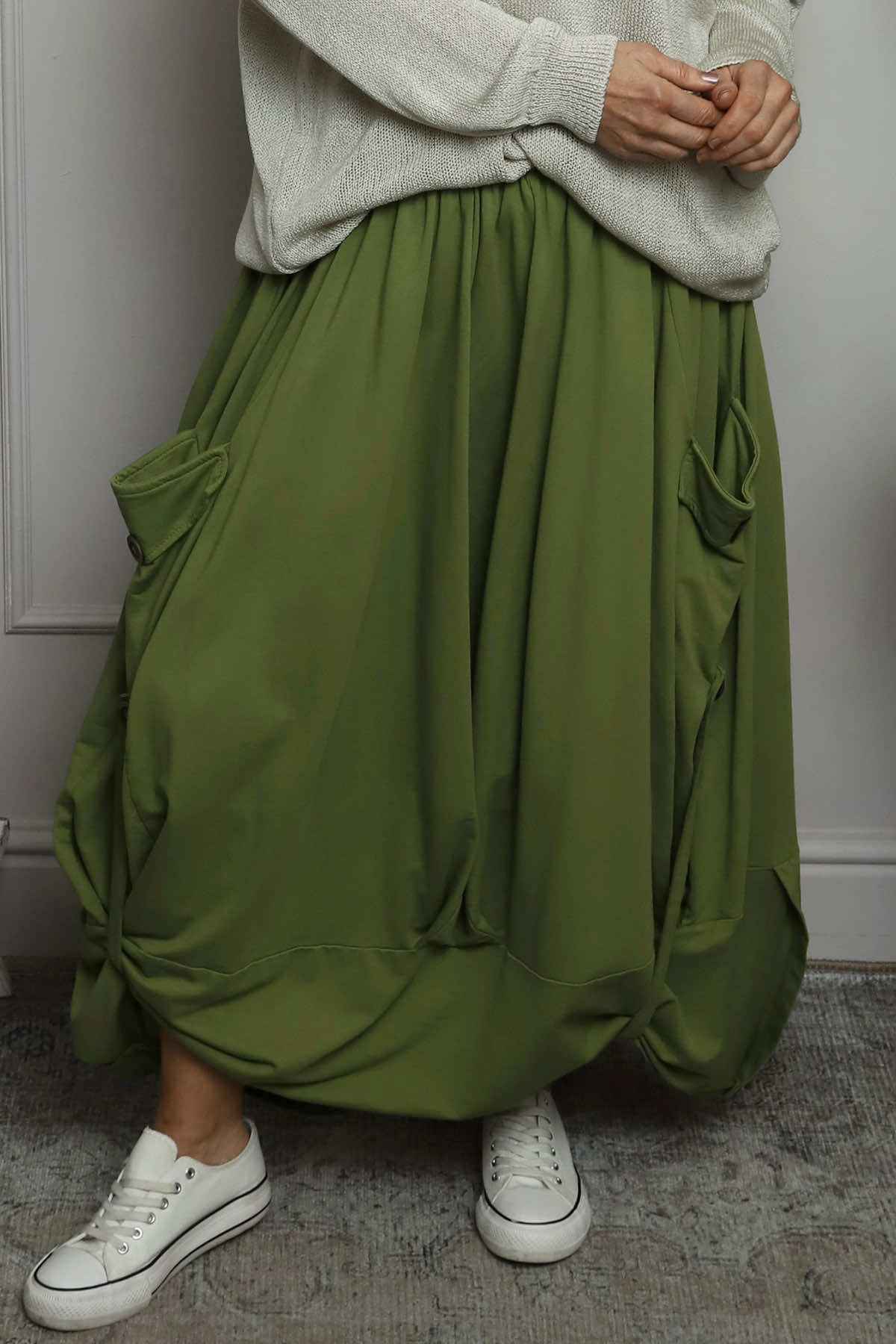 Lavone Cotton Skirt Olive