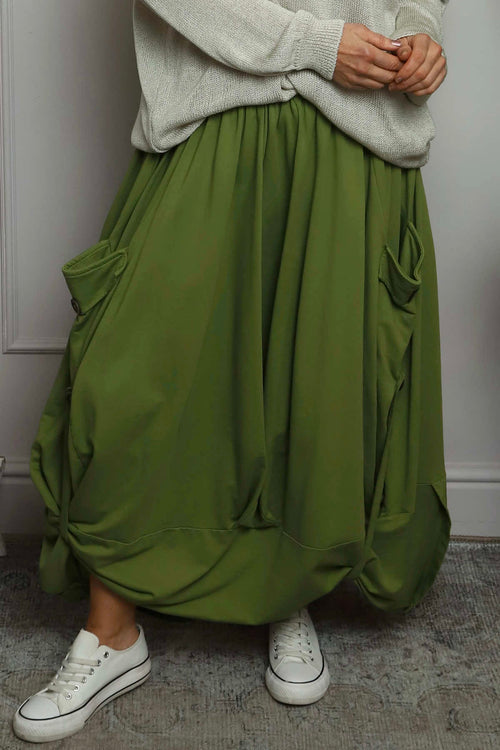 Lavone Cotton Skirt Olive - Image 3
