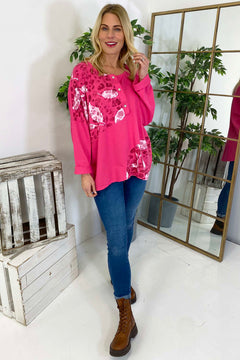 Elettra Print Button Top Fuchsia