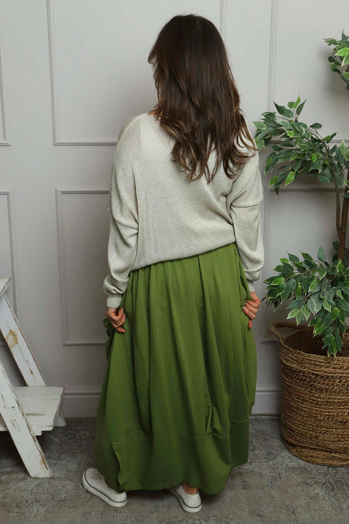 Lavone Cotton Skirt Olive - Image 4