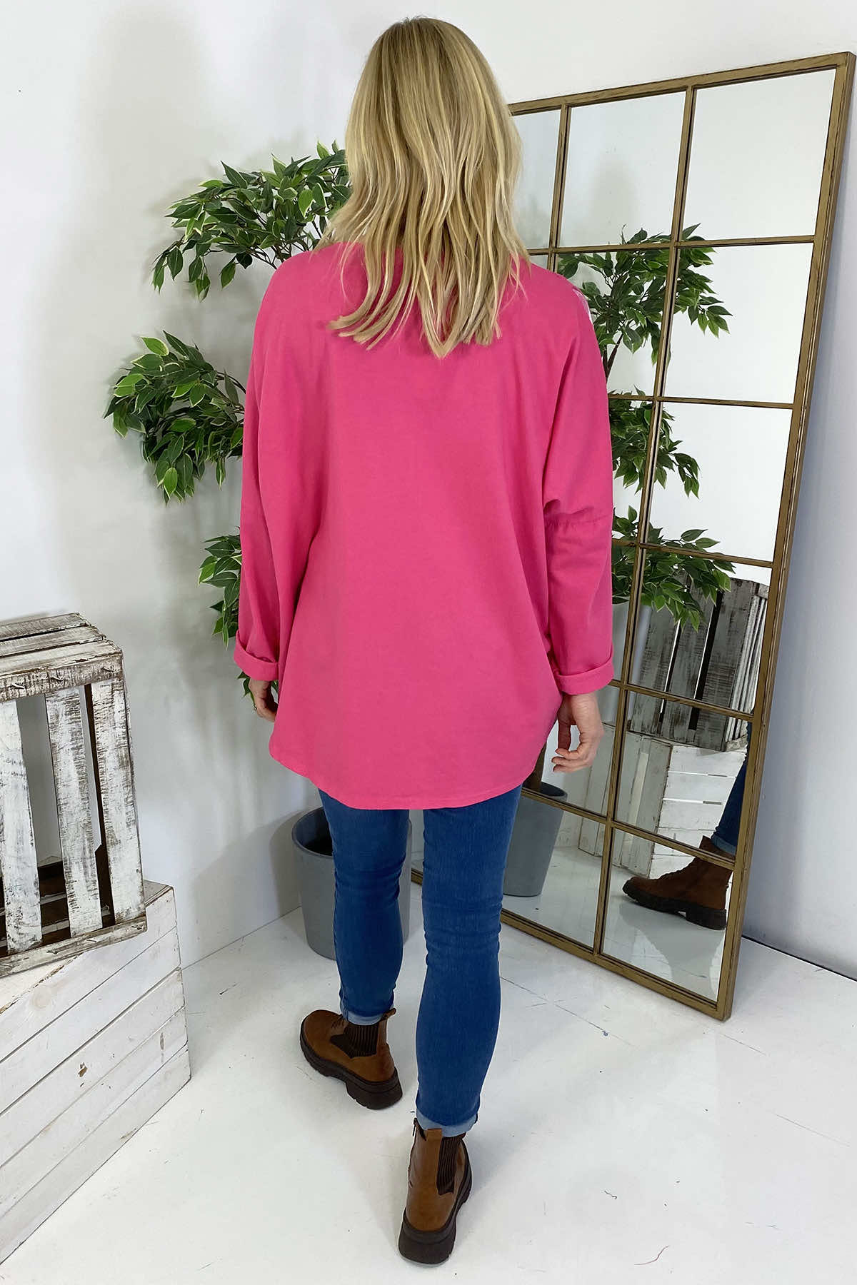 Elettra Print Button Top Fuchsia