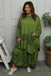 Lavone Cotton Skirt Olive