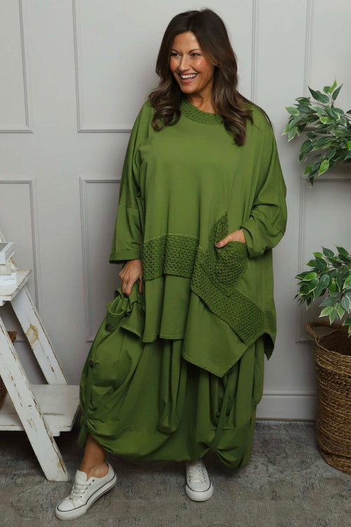 Lavone Cotton Skirt Olive - Image 1