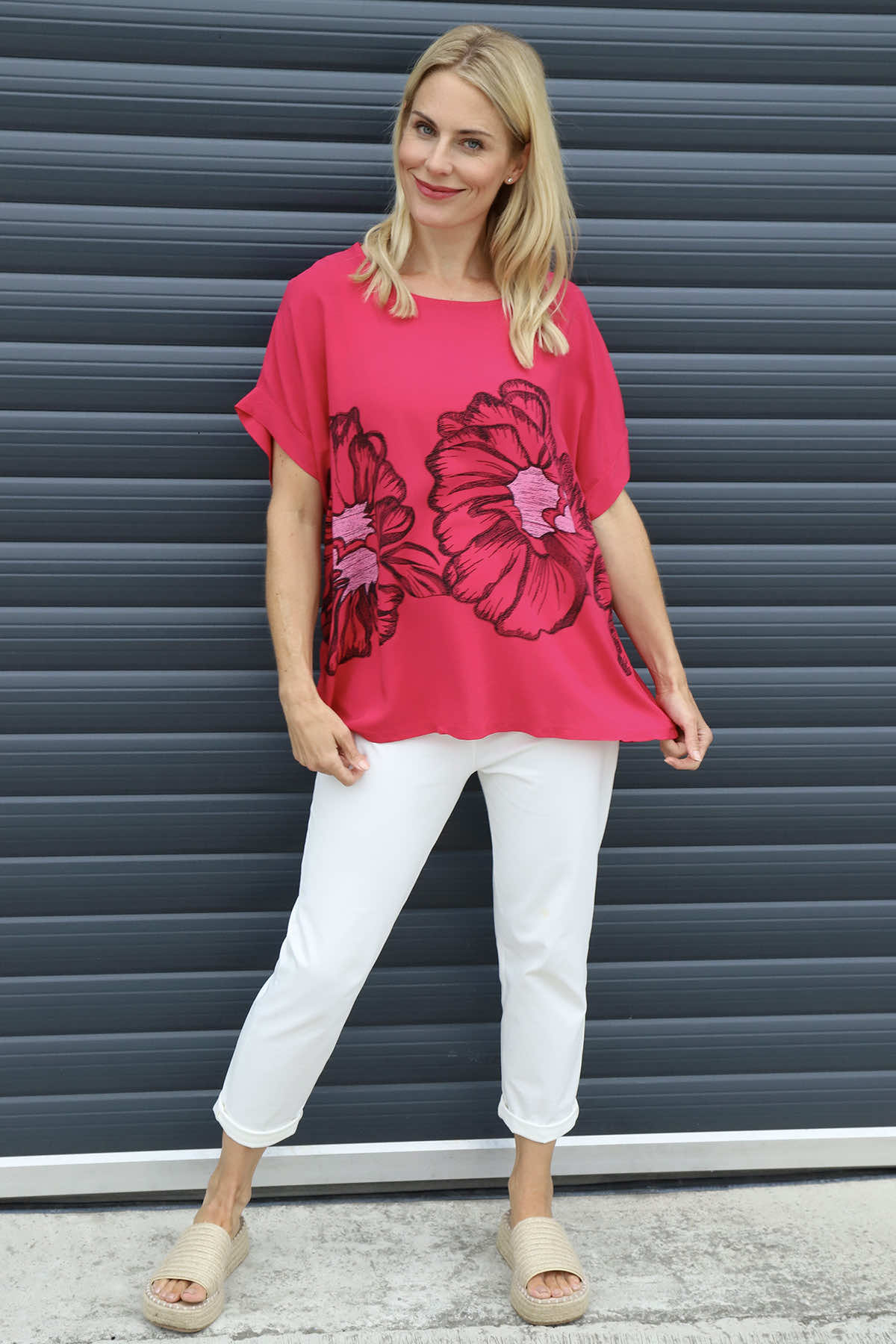 Agnetha Flower Top Hot Pink