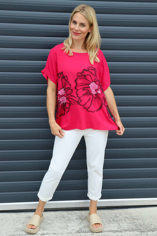 Agnetha Flower Top Hot Pink - Image 3