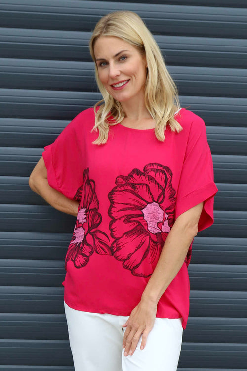 Agnetha Flower Top Hot Pink - Image 1