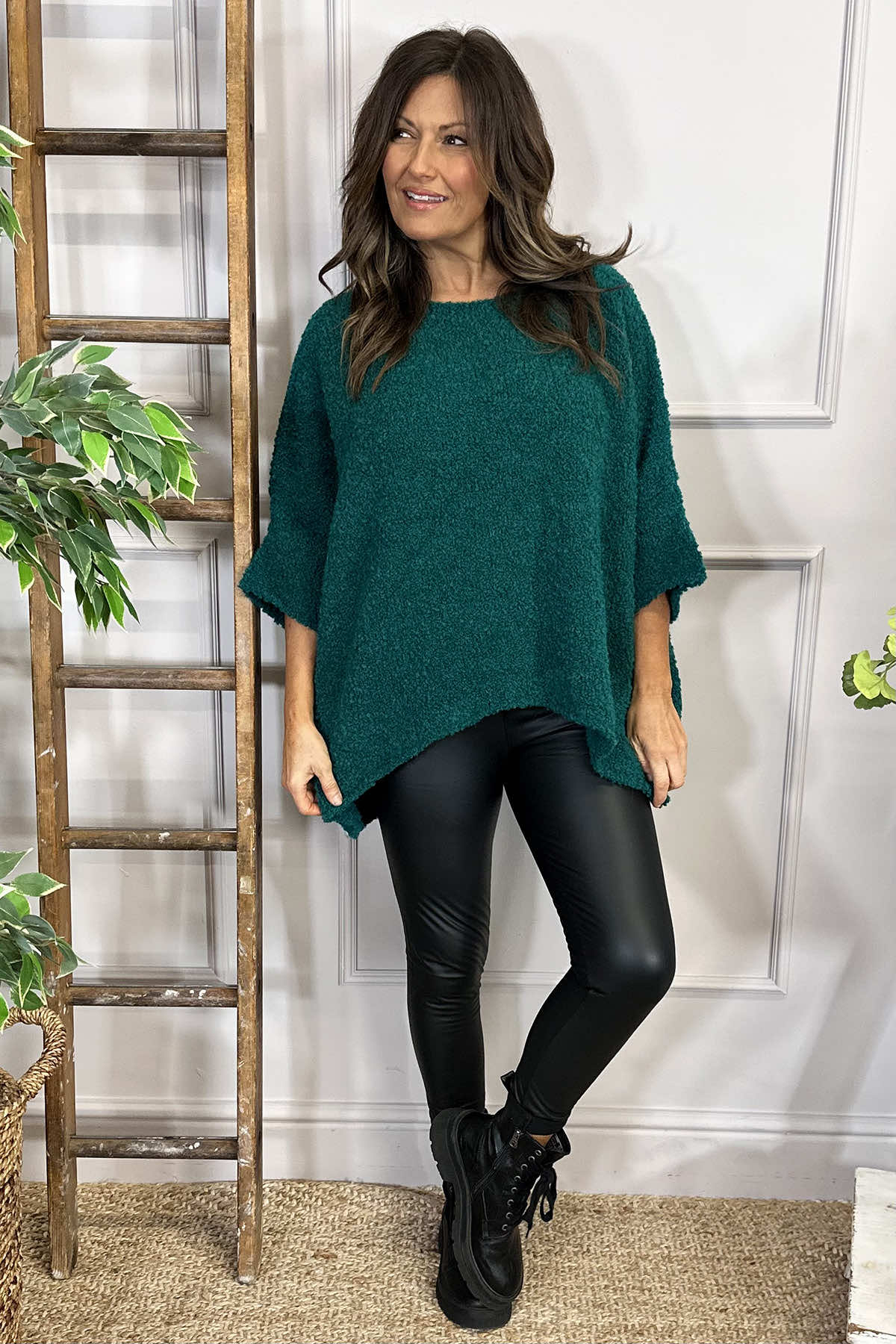 Grace Boucle Jumper Jade Green