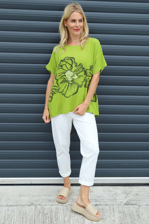 Agnetha Flower Top Olive - Image 3