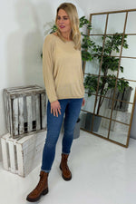 Raya Lurex Knitted Top Stone Stone - Raya Lurex Knitted Top Stone