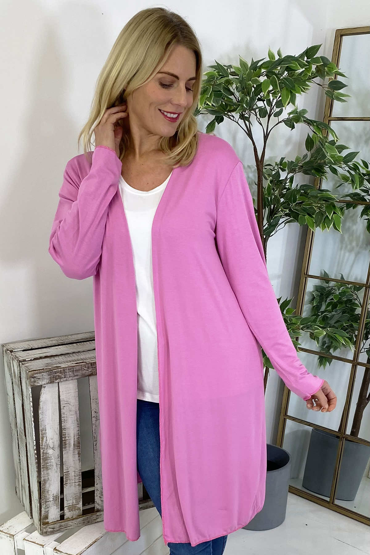 Gabi Waterfall Cardigan Fuchsia