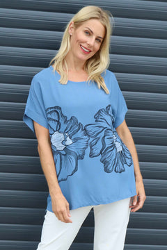 Agnetha Flower Top Blue