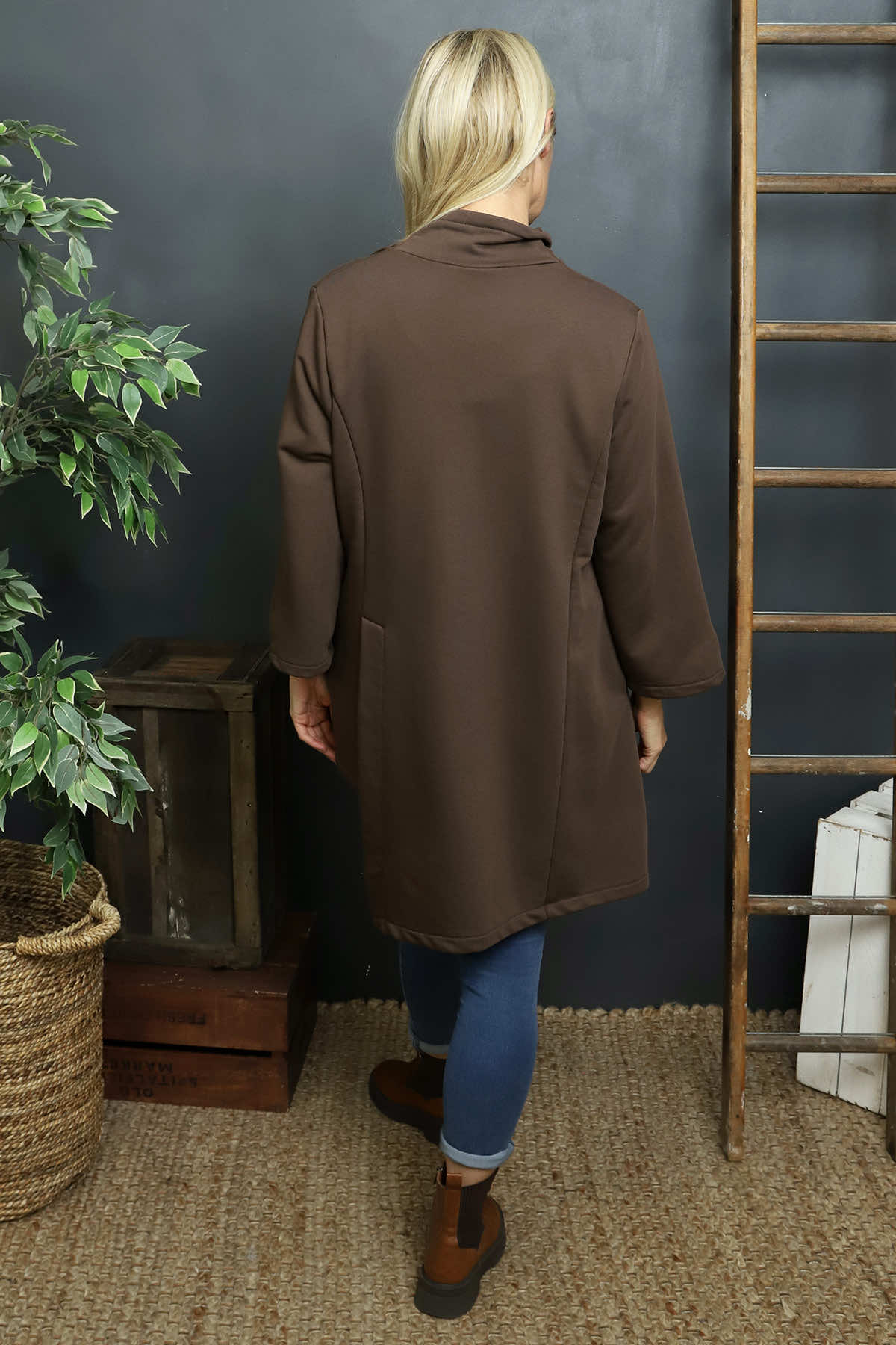 Damaris Asymmetric Button Cotton Top Cocoa