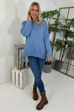 Galina Button Top Blue Blue - Galina Button Top Blue