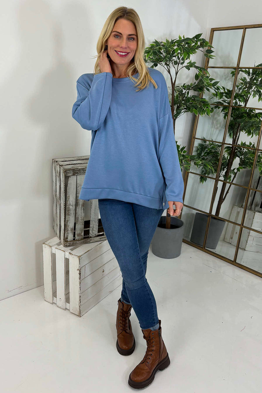 Galina Button Top Blue