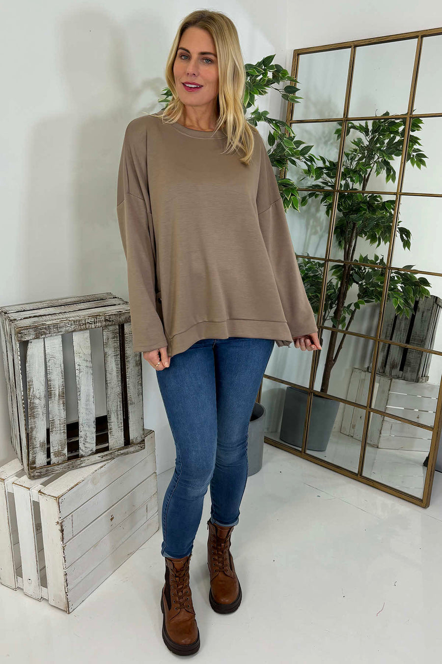 Galina Button Top Mocha