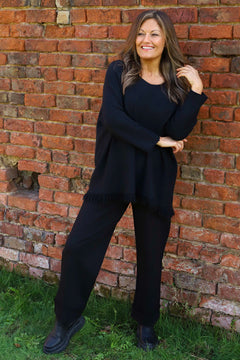 Sally Fringe Hem Jumper Black