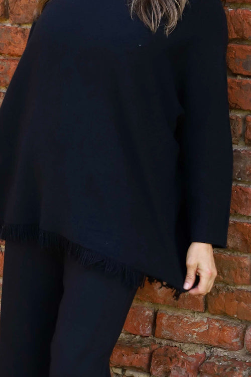 Sally Fringe Hem Jumper Black - Image 3