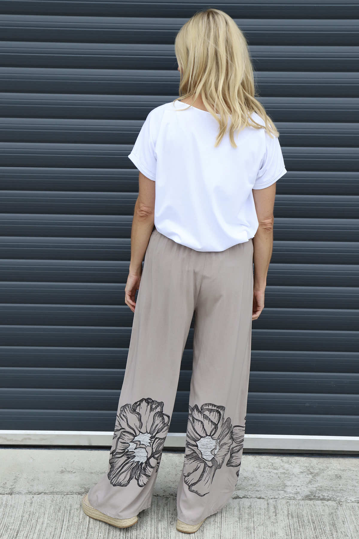 Aksana Flower Wide Leg Trousers Mocha