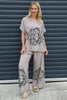 Aksana Flower Wide Leg Trousers Mocha