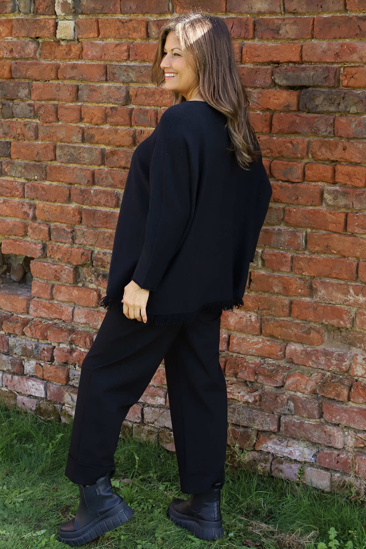 Sally Fringe Hem Jumper Black