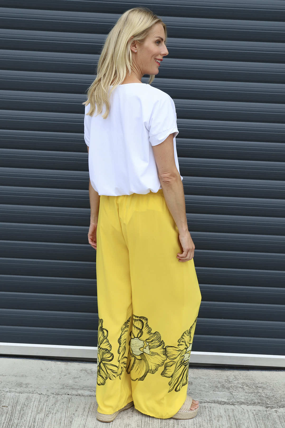 Aksana Flower Wide Leg Trousers Yellow