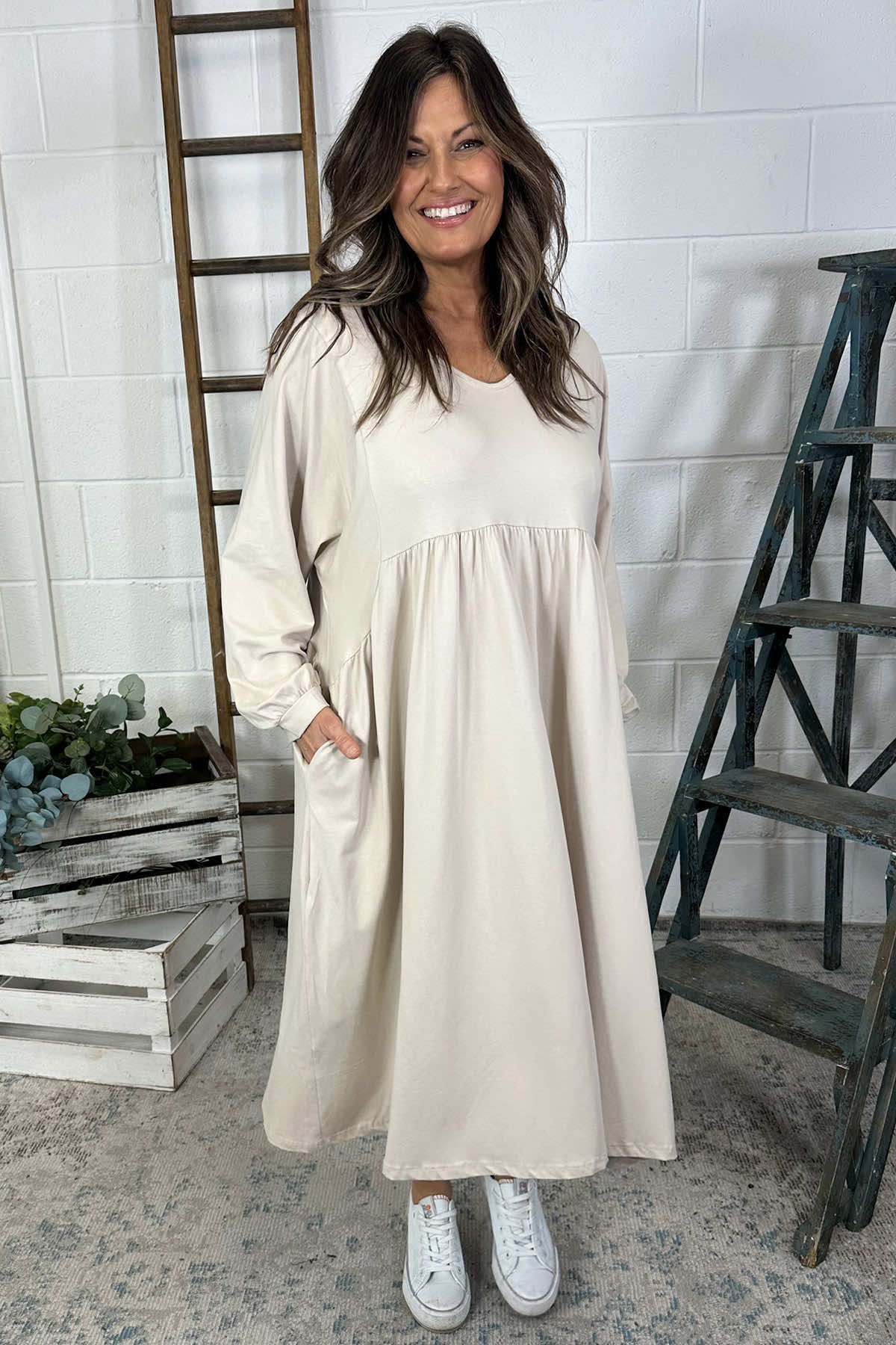 Eliza Cotton Dress Stone