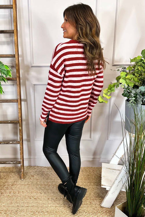 Hilda Stripe Jumper Red - Image 4