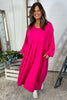 Eliza Cotton Dress Fuchsia