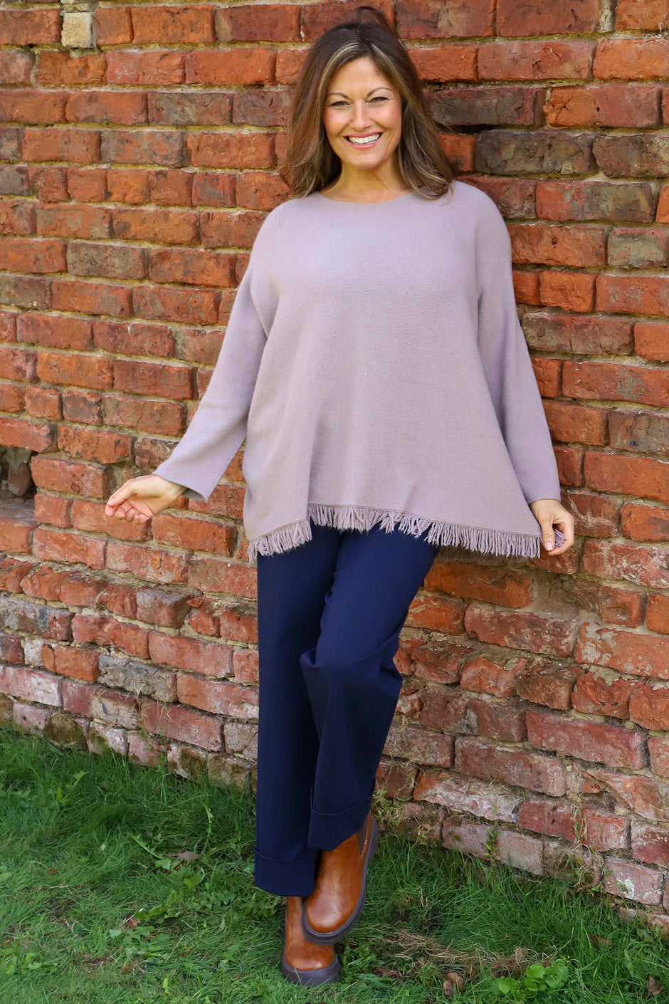 Sally Fringe Hem Jumper Mocha