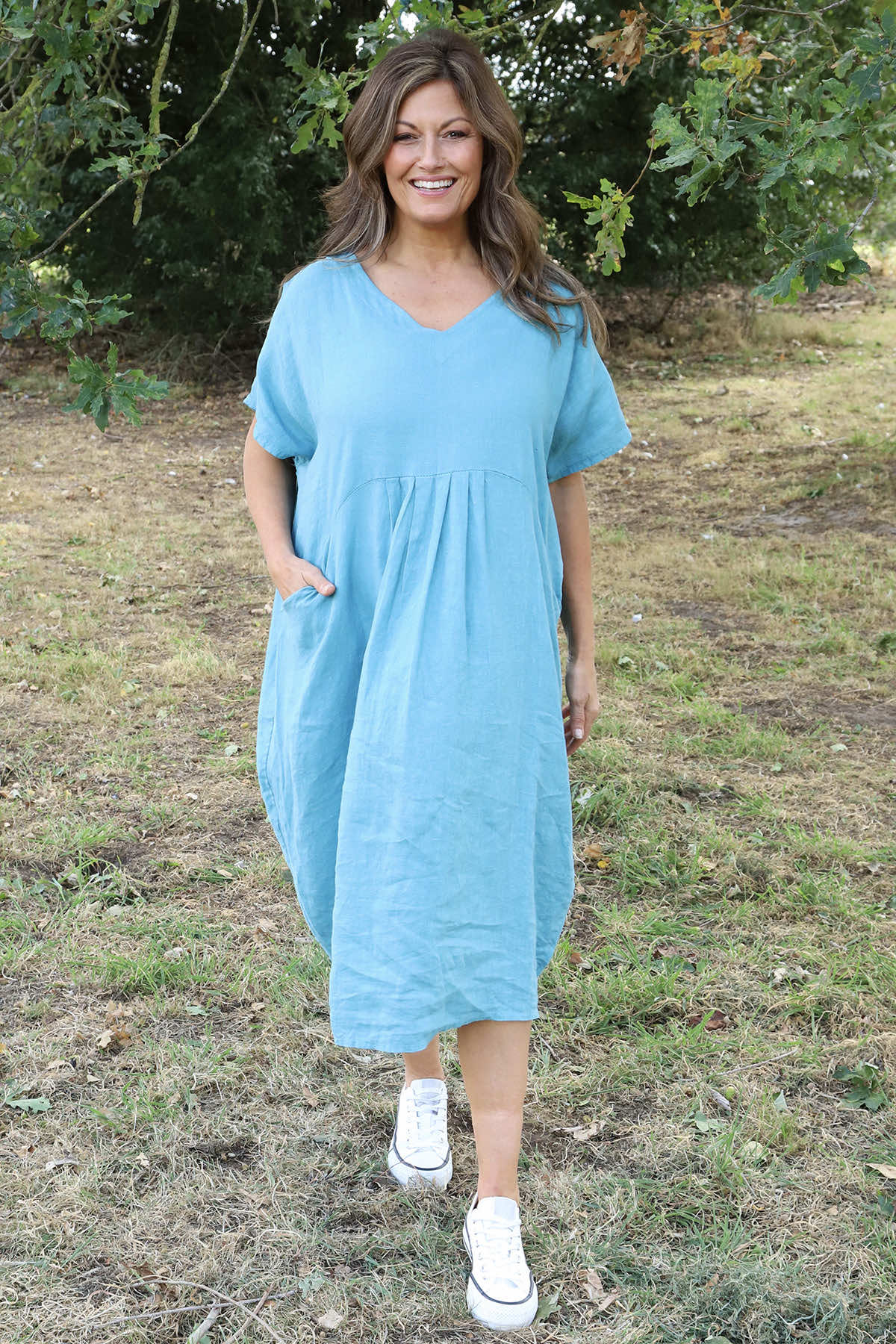 Fenella Linen Dress Blue