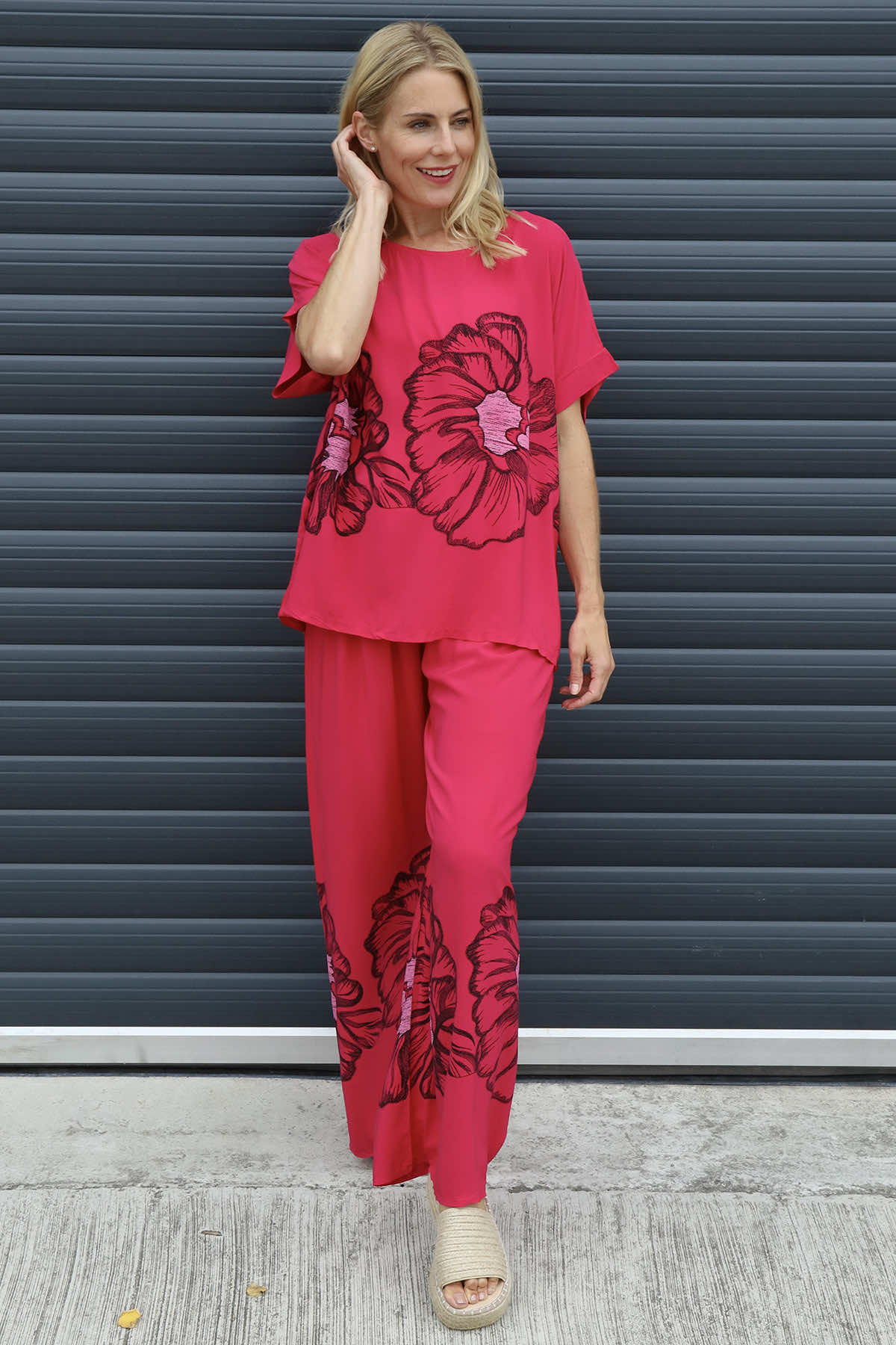 Agnetha Flower Top Hot Pink