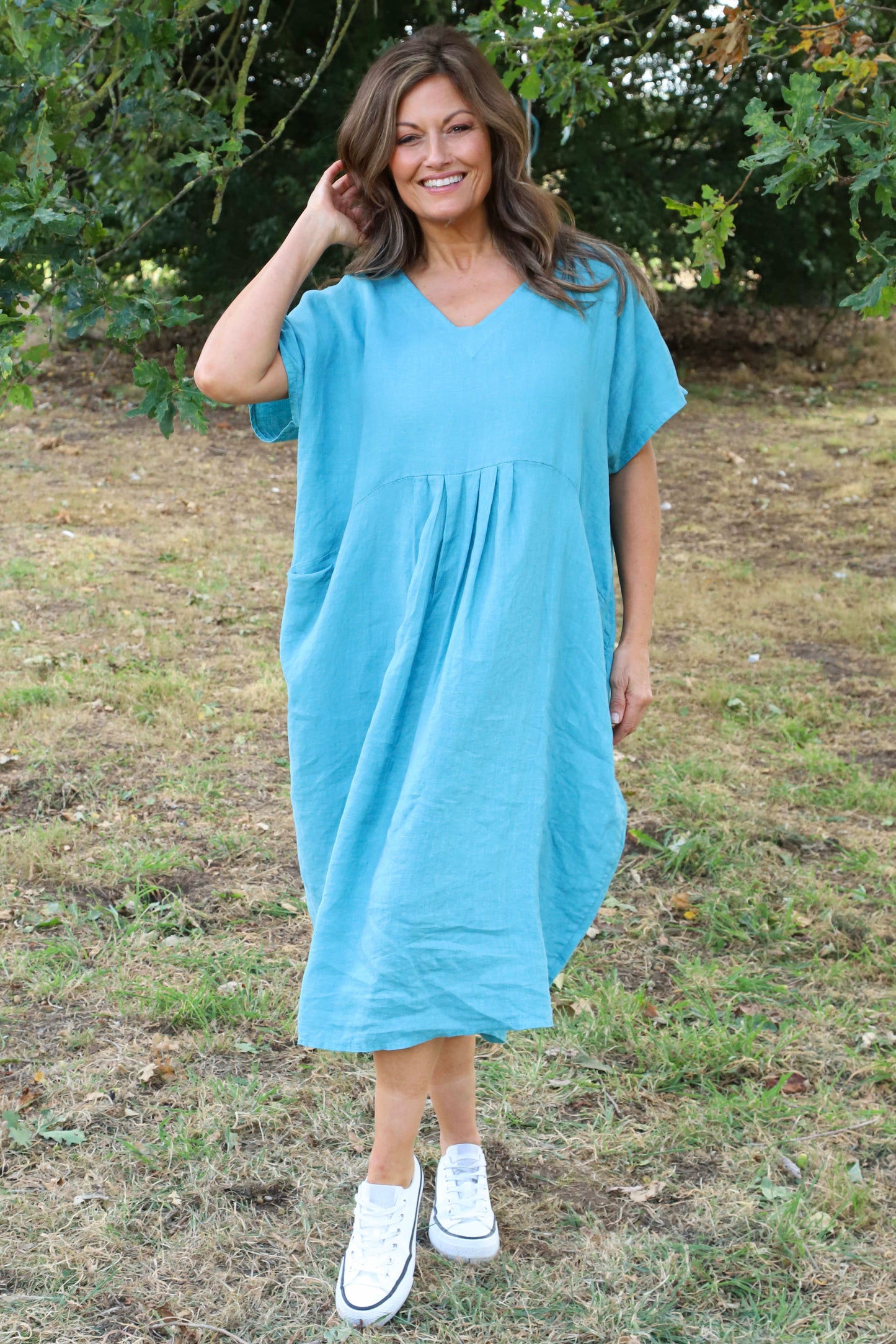 Fenella Linen Dress Blue