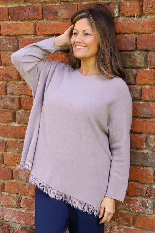 Sally Fringe Hem Jumper Mocha - Image 2