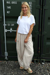 Clarisse Button Pocket Linen Trousers Stone